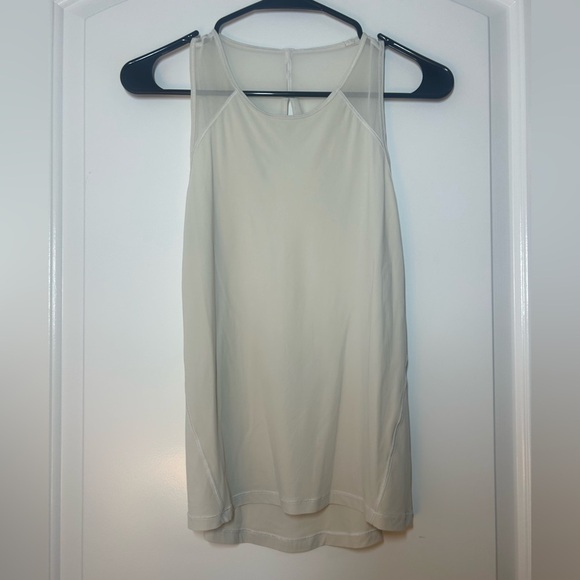 LULULEMON For The Run Open Back Cutout Mesh Tank Top Light Gray Size 4 - Picture 1 of 6